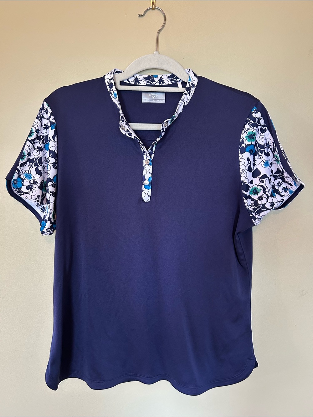 Callaway Navy Short Sleeve golf Polo with Floral Accent